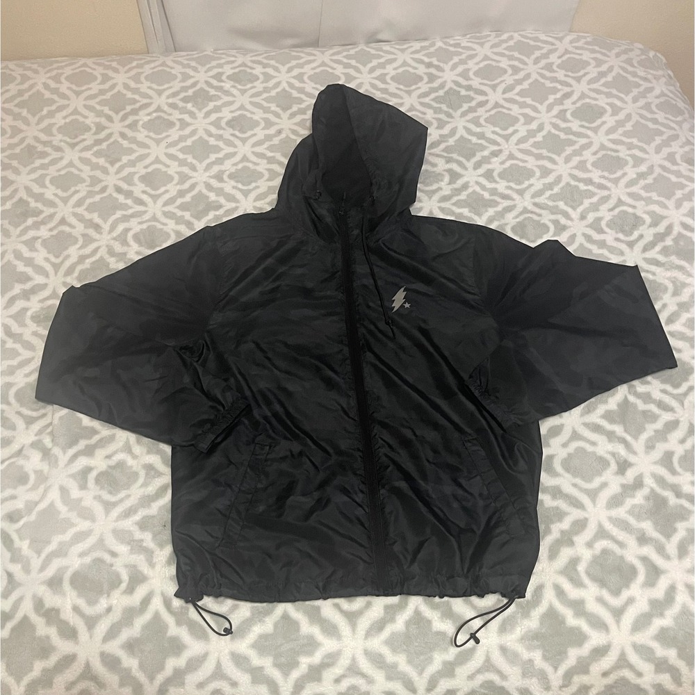Independent Trading Company Black Windbreaker‎ Jacket BAR Lightning Bolt M Women